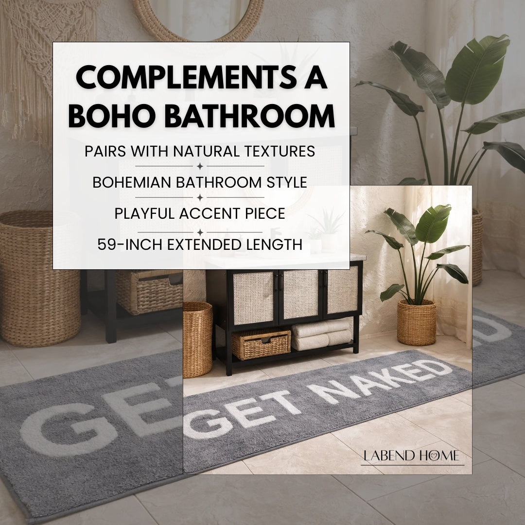 Get Naked Bath Mat Runner - Gray 60" x 24"