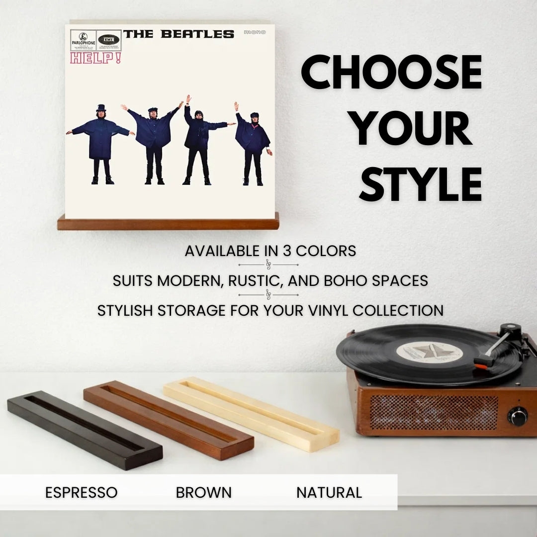 Vinyl Record Shelf Set of 8 - Records Display Shelves (Espresso)