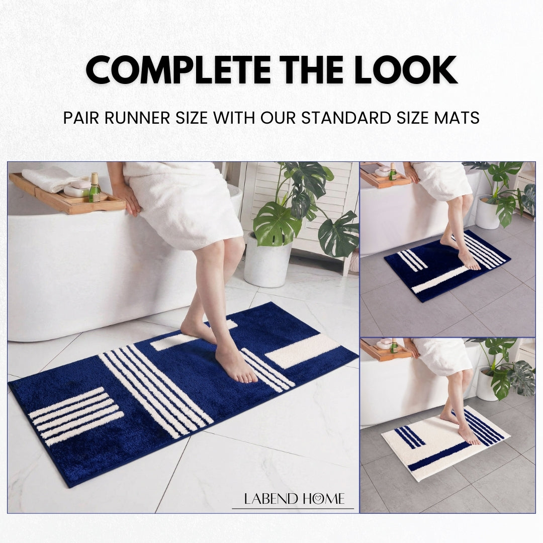 Linea Collection - Large Bath Runner - Royal Blue Base 24" x 59"