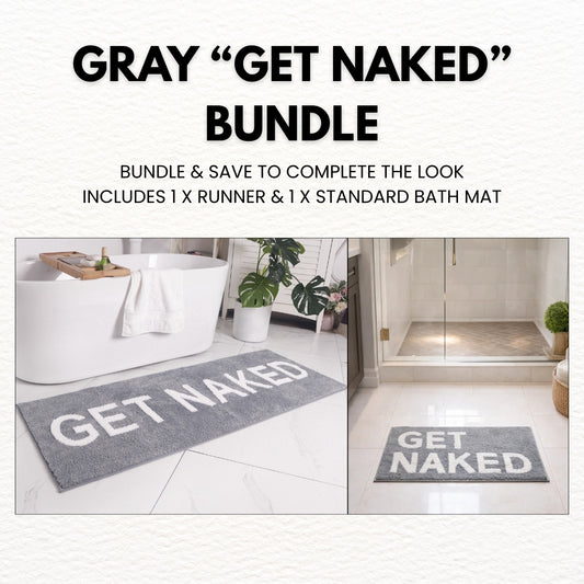 Gray “Get Naked” Bath Mat Bundle