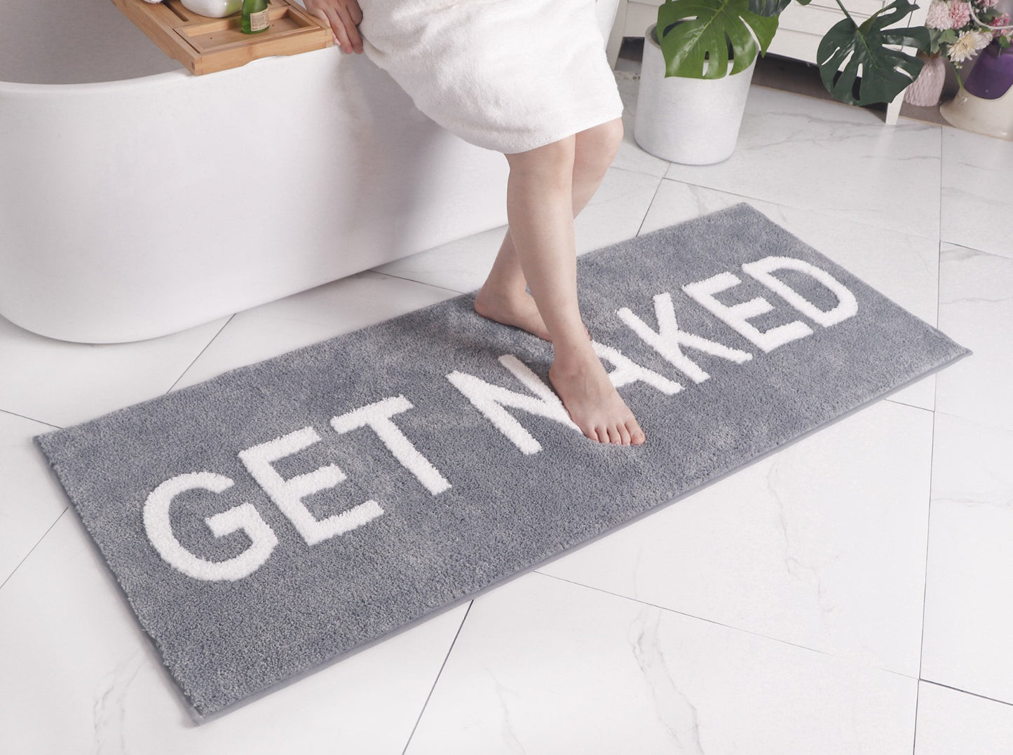Get Naked Bath Mat Runner - Gray 60" x 24"