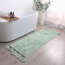 Load image into Gallery viewer, Mint Green Boho Runner Rug with Tassels - Non Slip
