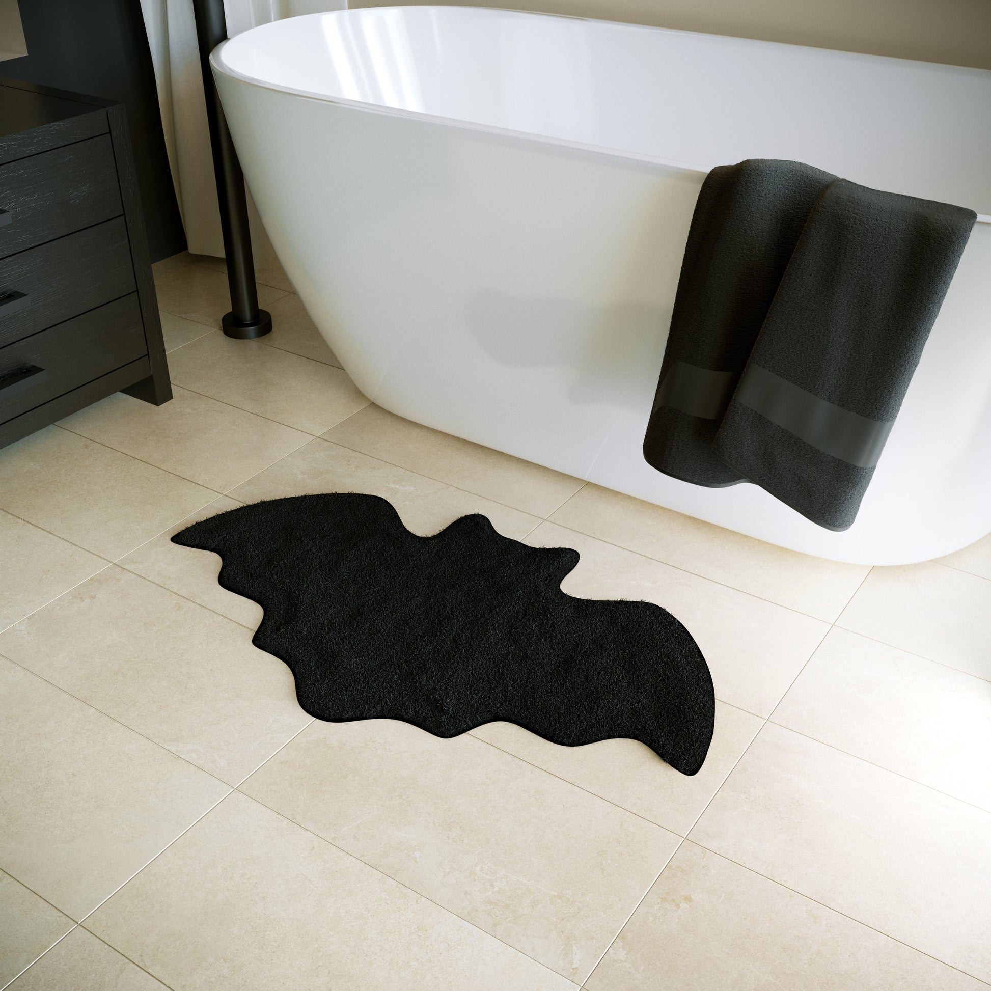 gothic bath mat bat decor rug