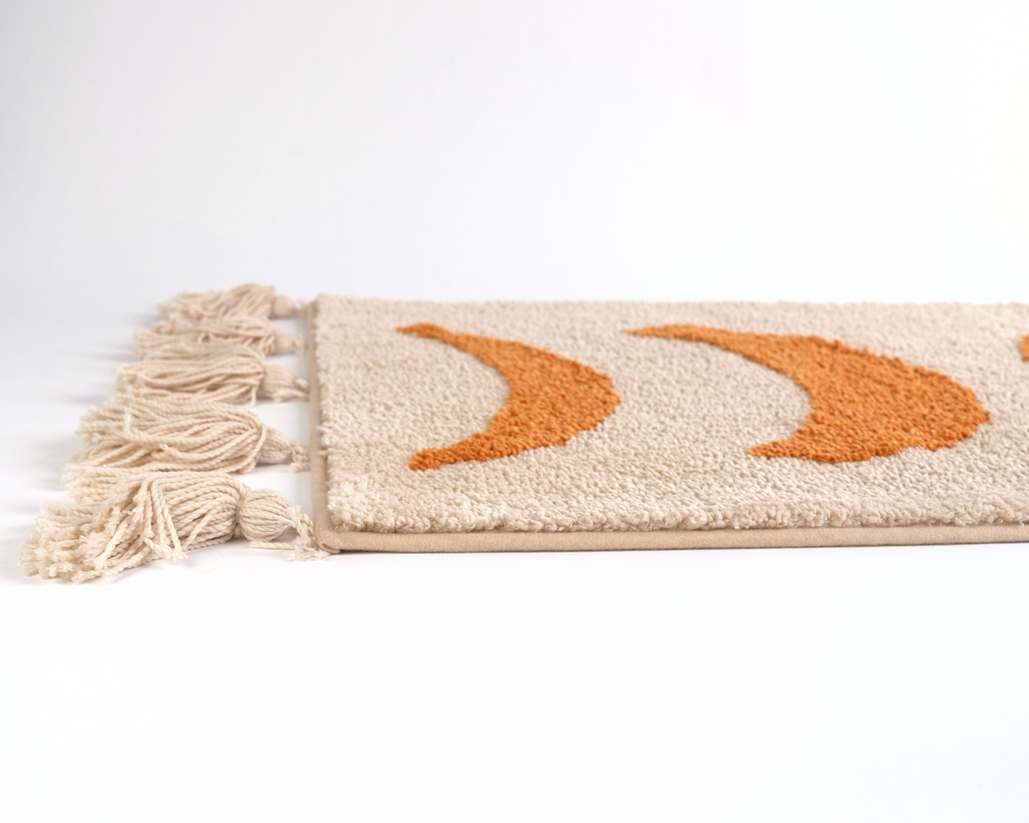 boho rug with tassels beige