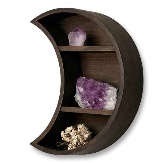brown crescent moon shelf