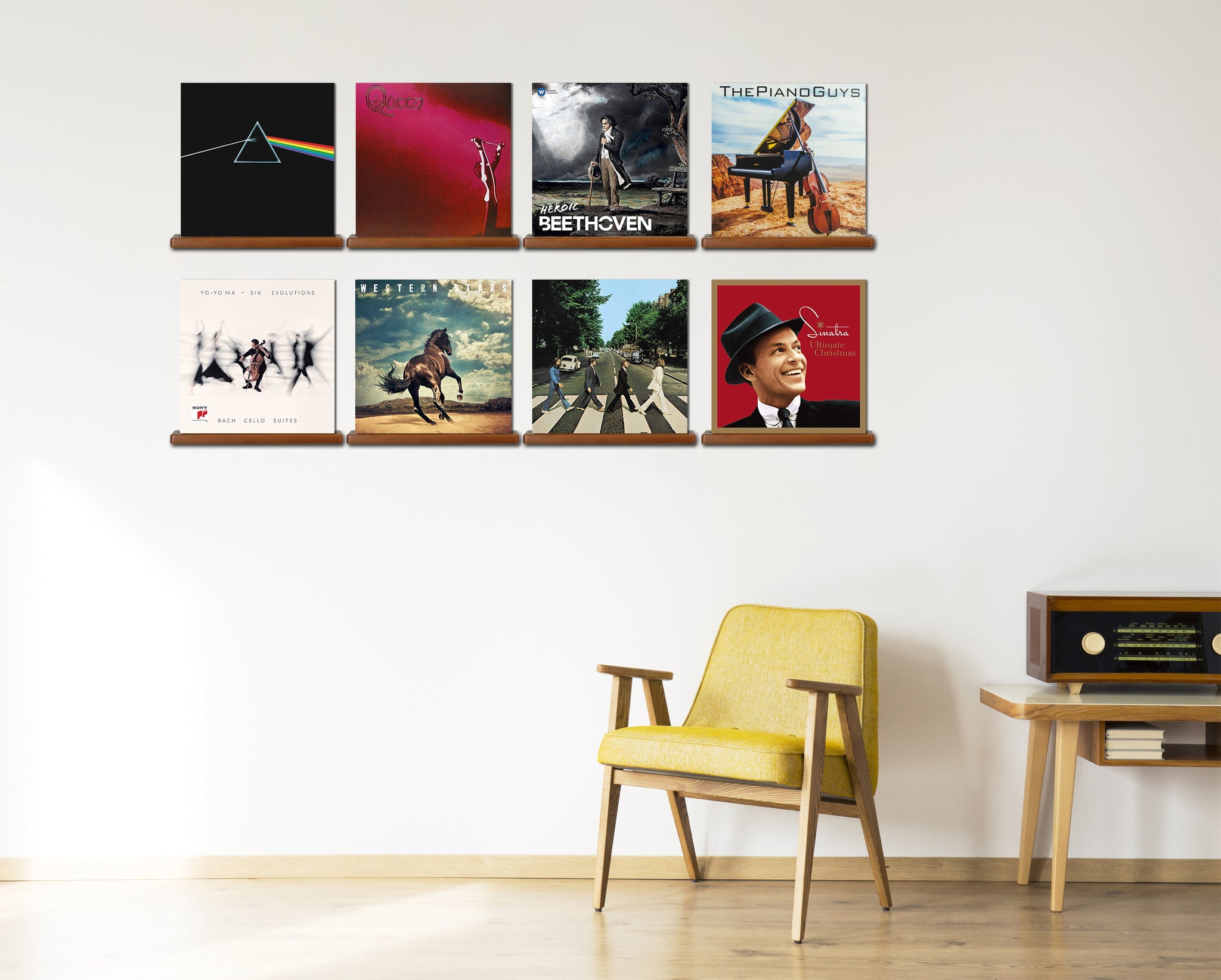 Vinyl Record Shelf Set of 8 Records Display Shelves Brown