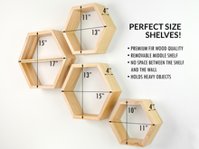 Load image into Gallery viewer, hexagon shelves natural wood 
