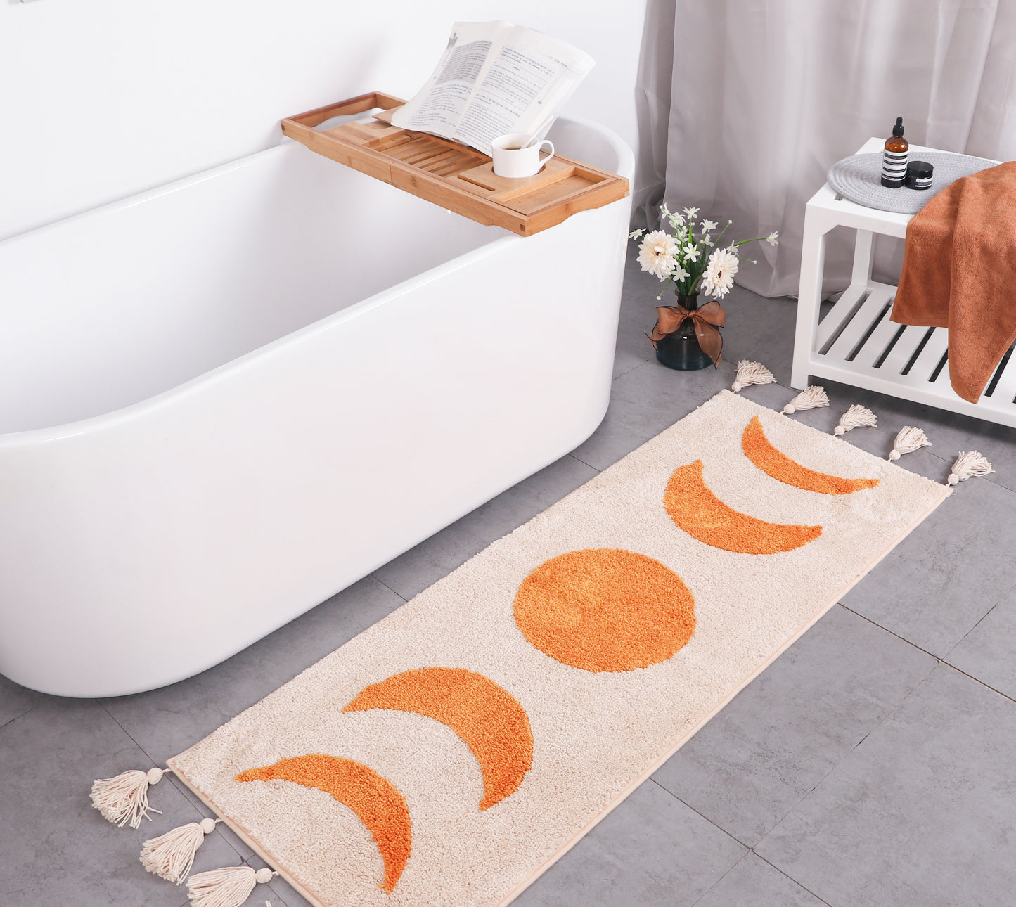 half moon phases bathroom mat
