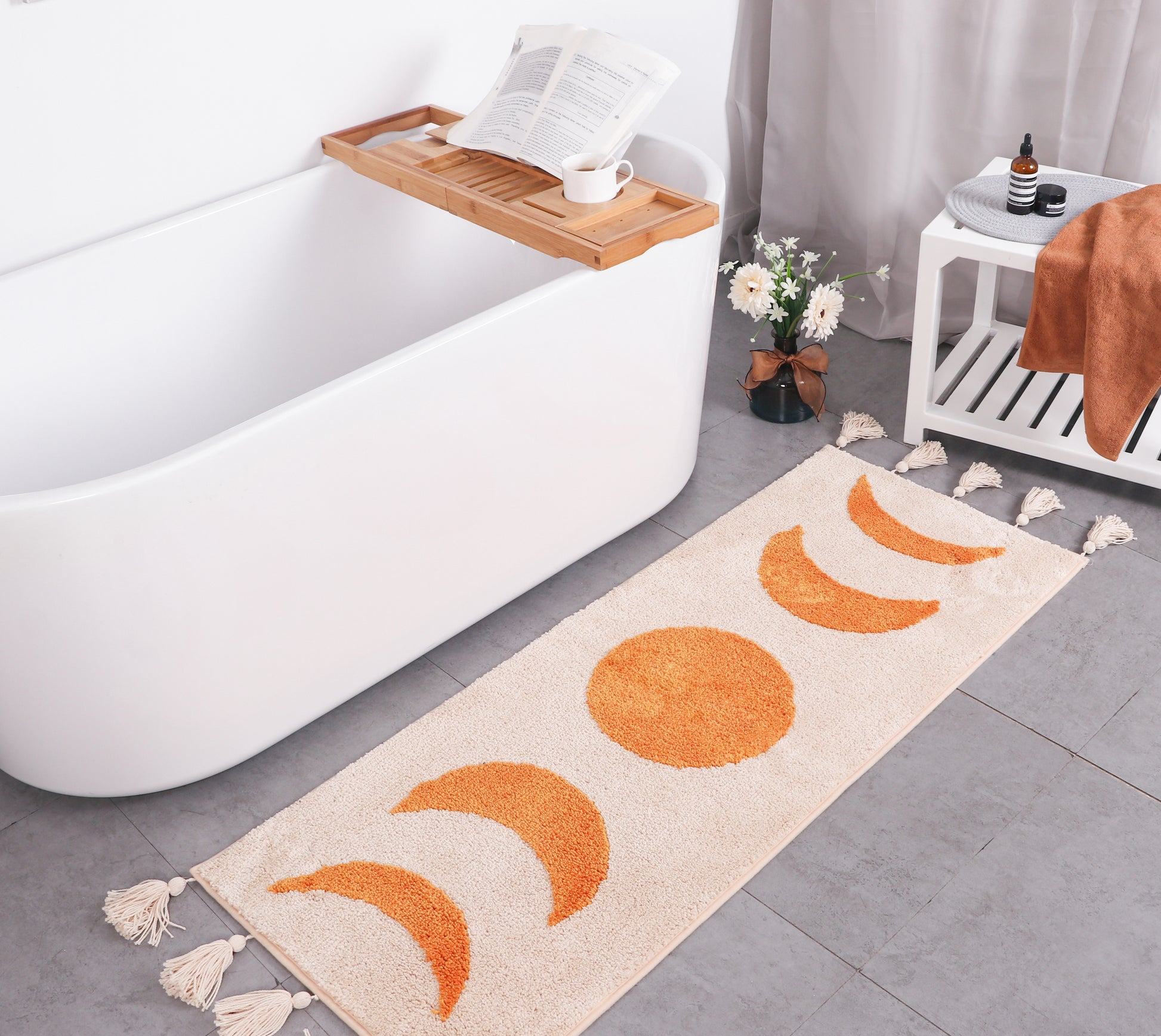 half moon phases bathroom mat