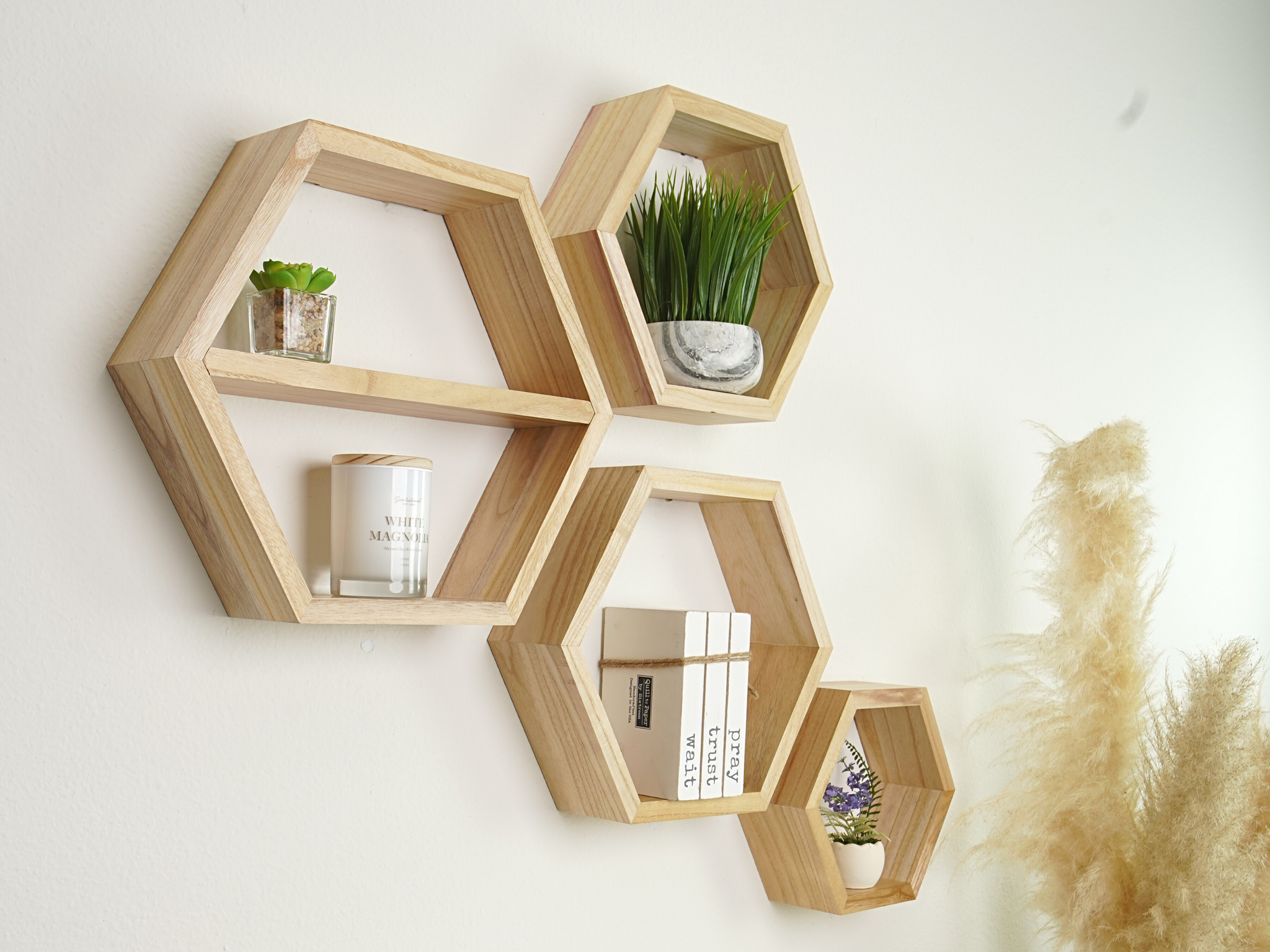 Hexagon Shelves Set of 4 Natural Labend Home