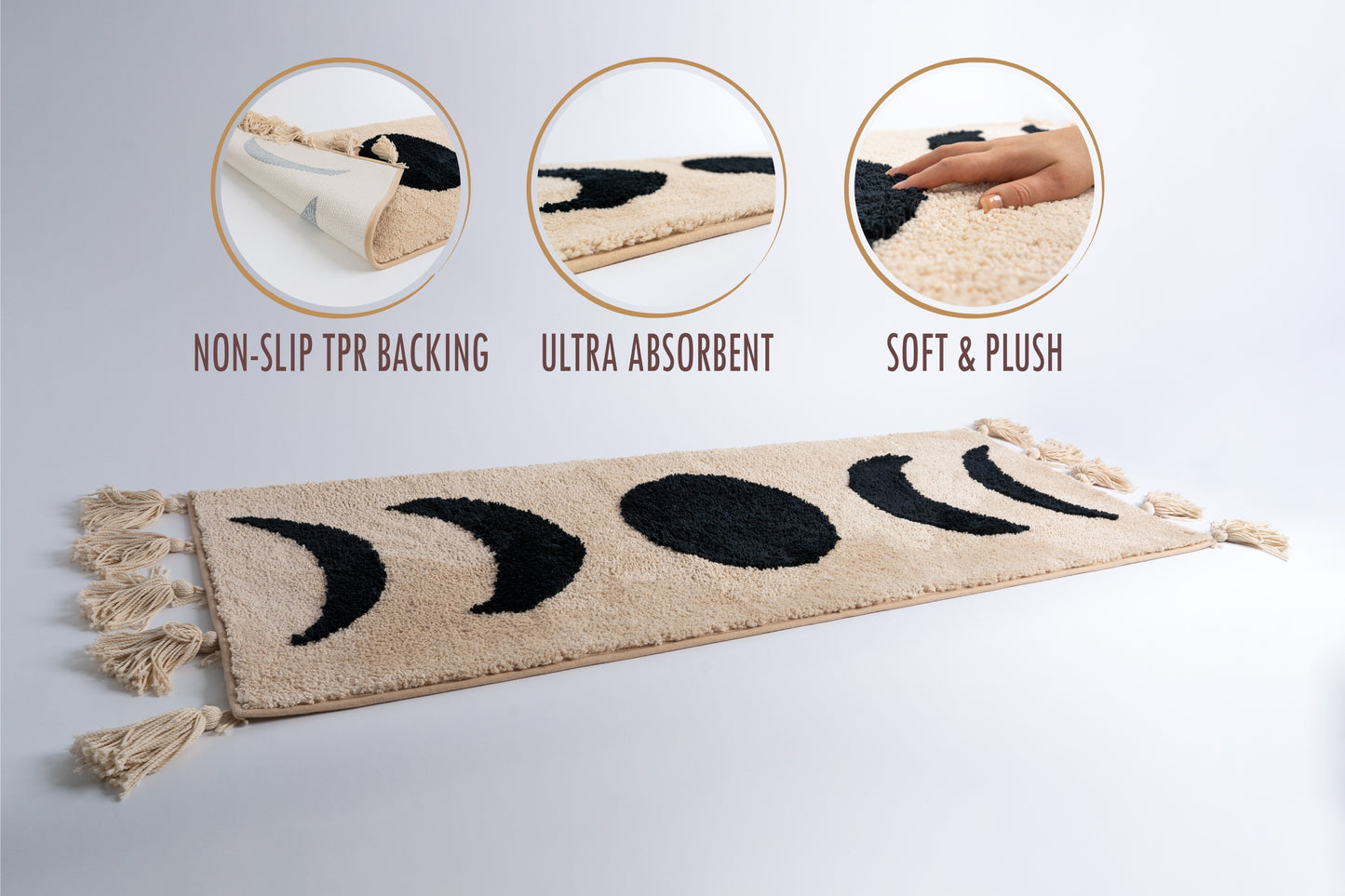 Moon Phase Boho Runner - Black Moons