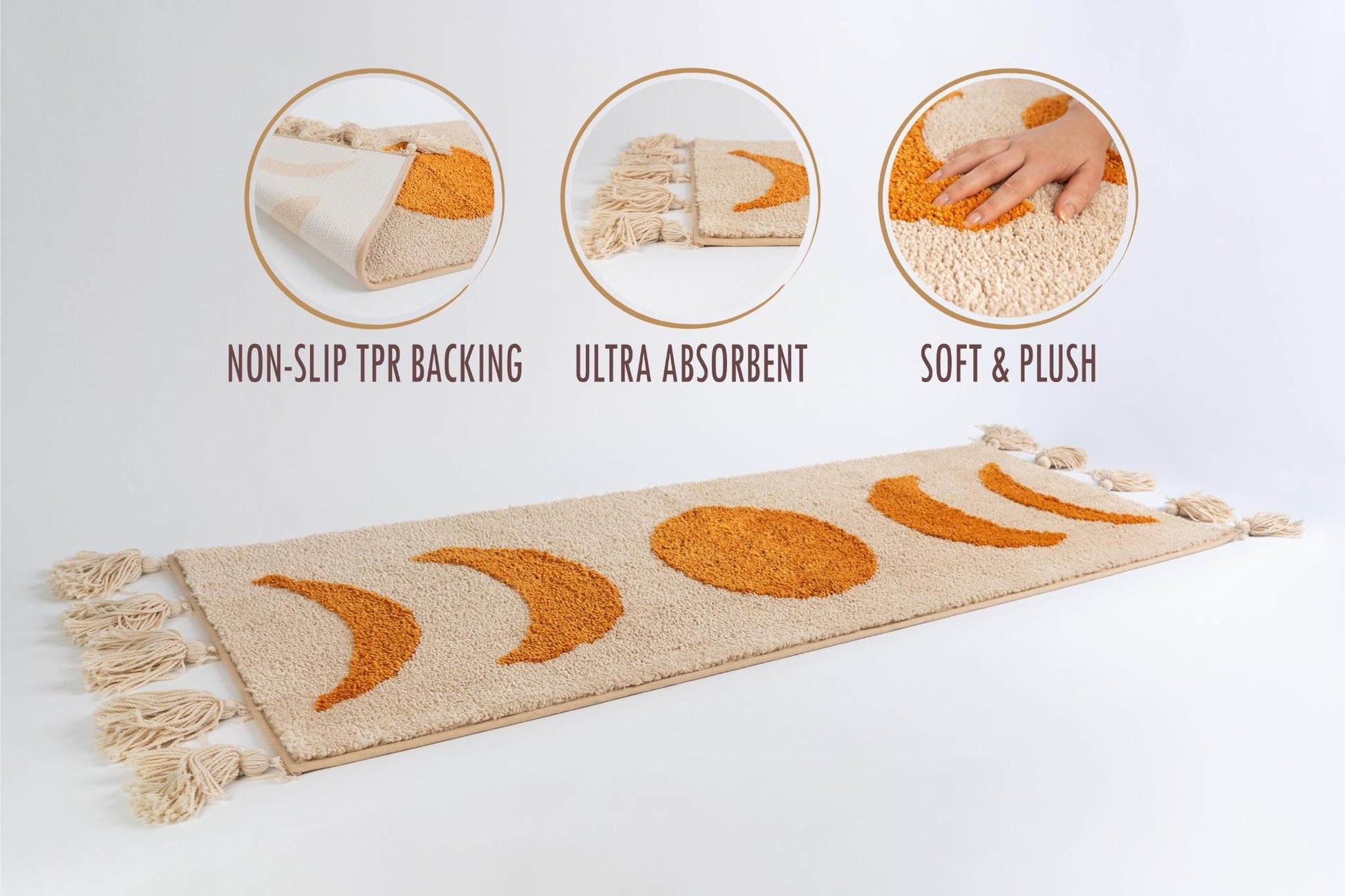 Boho bathroom rug mat runner