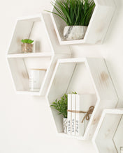 Load image into Gallery viewer, rustic white hexagon shelves
